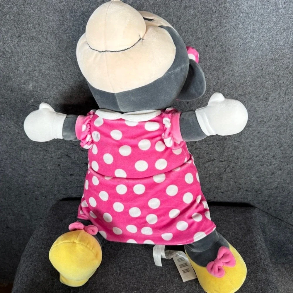 Disney‎ Store Minnie Mouse Plush Pink Polka Dot Dress Sleeping Cuddle Toy